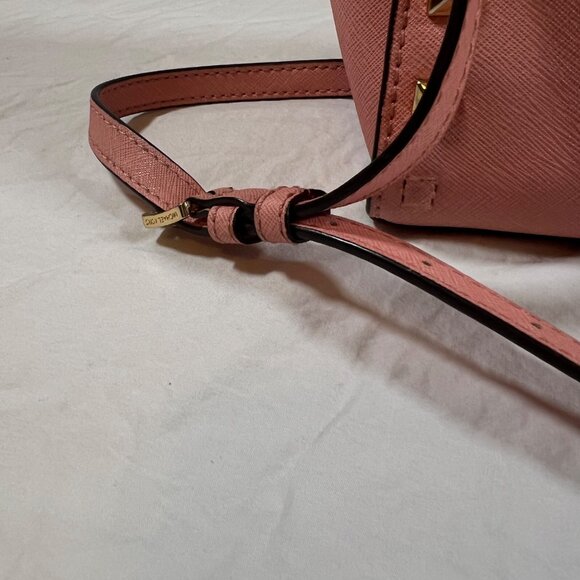 Michael Kors Pink Selma Studded Crossbody Bag Gold Accents Small - Picture 10 of 10